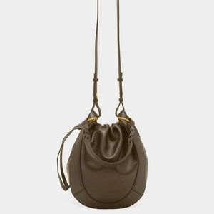 Ulla Johnson Hilma Top-Handle Leather Bucket Bag with Crossbody Strap